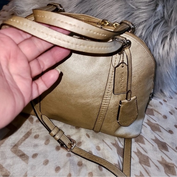 Gold Coach Women's Handbag with crossbody strap - Picture 2 of 6